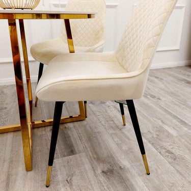 Luna Velvet Dining Chair - Scandinavian Style with Gold Tipped Legs - Available in 6 Colours - UK Luxury Furniture